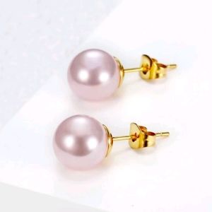 18K Gold Plated Faux Decor Stud Earrings
